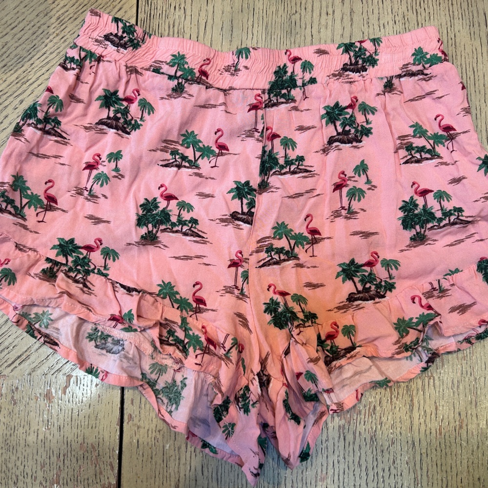 Forever 21 Pink Flamingo Print High Waist Shorts